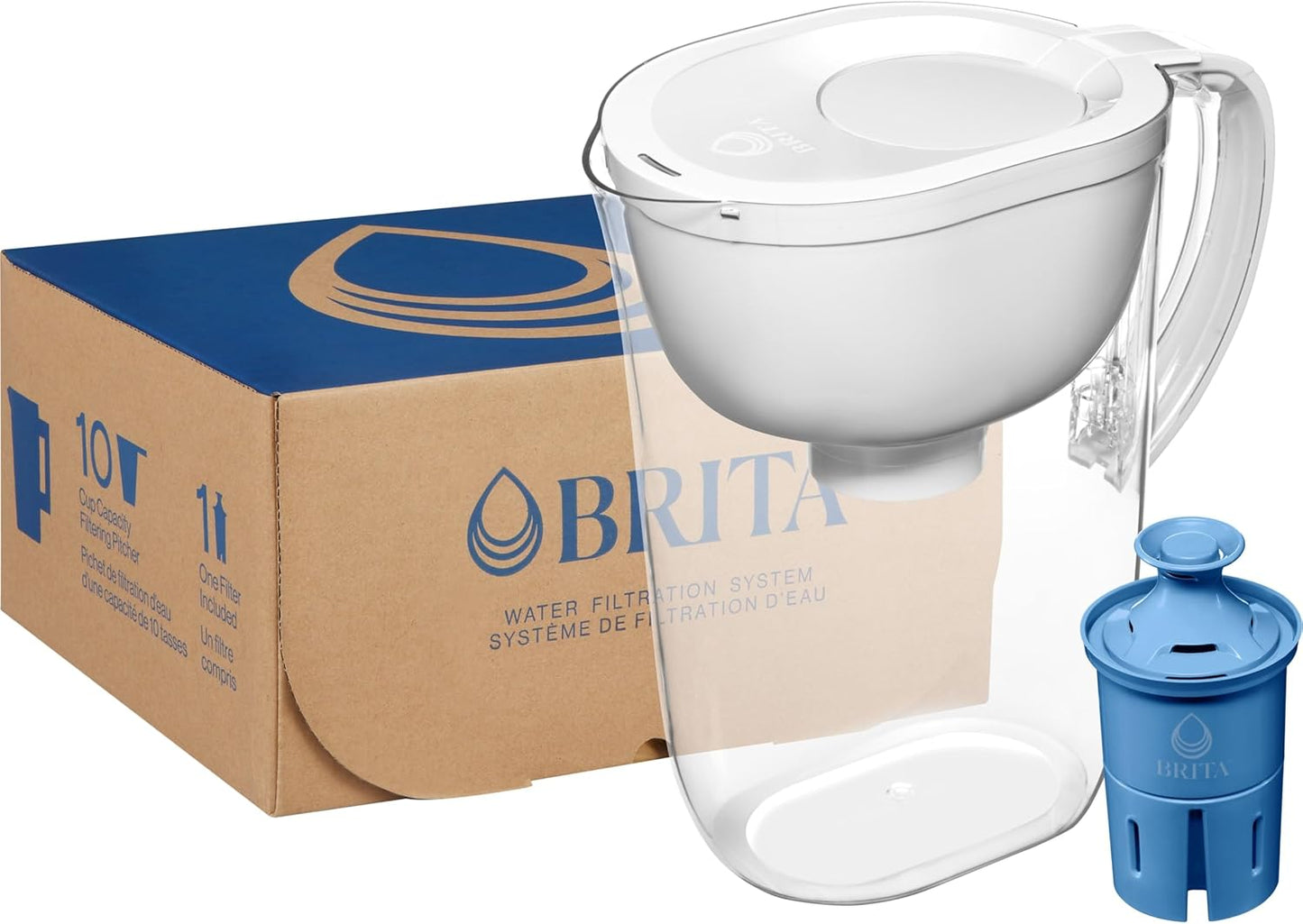 Brita Water Pitcher, Everyday Elite Filter, Removes 99% of Lead, Includes 1 Filter, 10-Cup Capacity, White