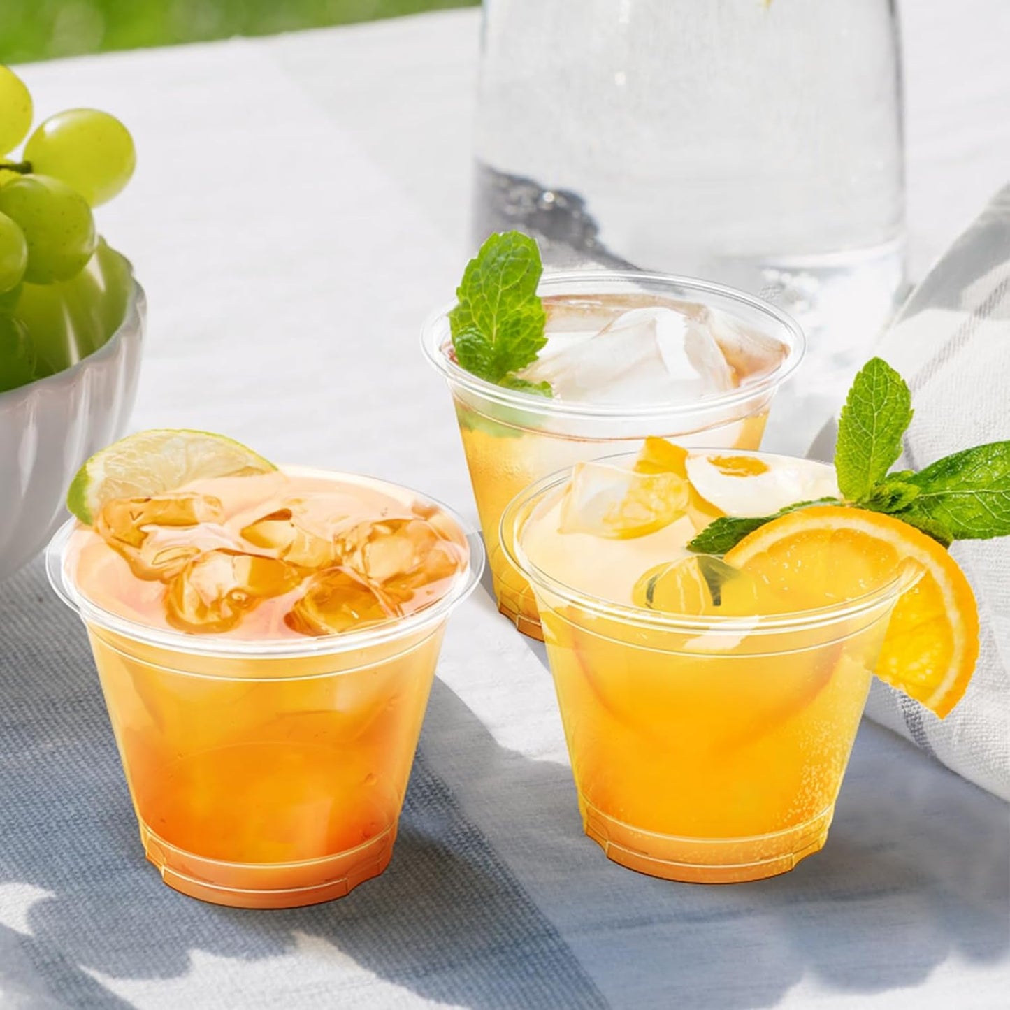 100 Pack 9 oz Clear Plastic Cups, Sturdy & Food Safe Disposable Plastic Cups for Wine Cocktail Punch