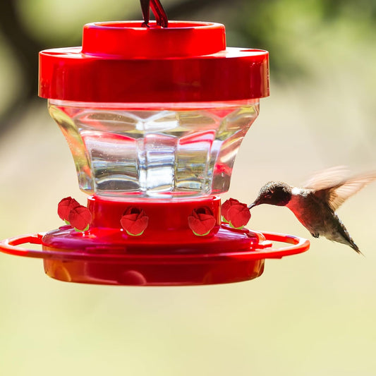 30Pcs Hummingbird Feeders Replacement Flowers, Unique Pet Bird Feeder Replaceable Flowers Parts with 2 Cleaning Brush, Hummingbird Feeding Ports Bee Guards for Outdoor Hanging Feeders (Red)