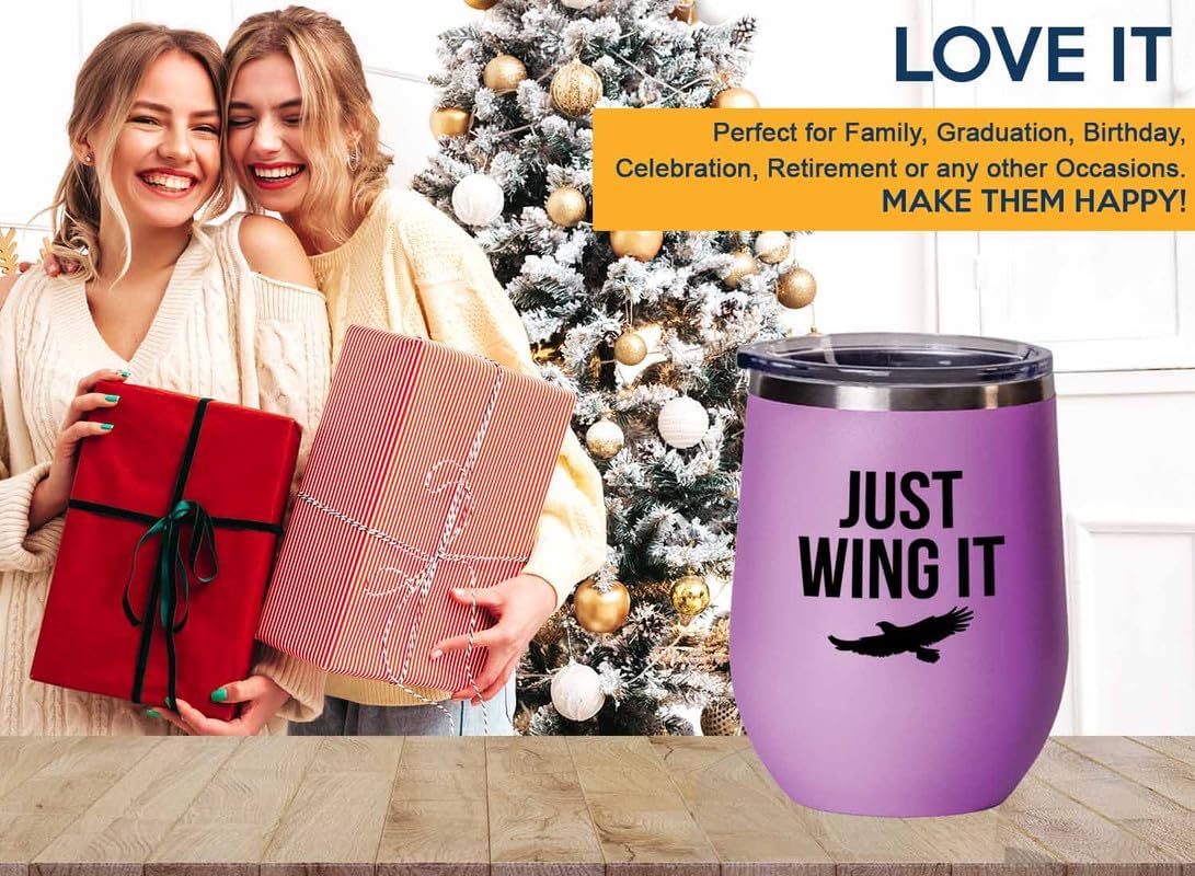 Birding Pink Edition Wine Tumbler 12oz - Just wing it - Bird Feeder Ba