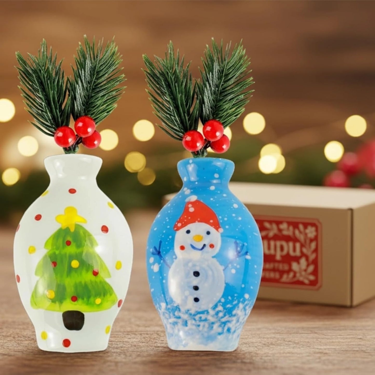Handmade Ceramic Vase Fridge Magnets for Real Flowers Snowman 3 Inch Vintage Winter Magnetic Vases for Refrigerator Planter Magnets Cute Fridge Magnets Vases Flower Pot Home Kitchen Office Decor Gift