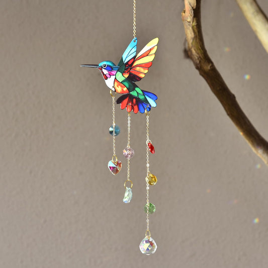 Hanging Hummingbird Suncatcher, Hummingbird Crystal Suncatcher, Hanging Sunlight Catcher, Crystal Hanging Ornament, Home Decoration, Birthday Gift