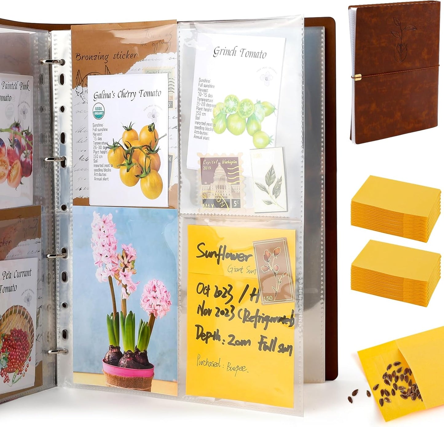 Seed Packet Organizer Binder, Garden Planner Packet with 25 Pack Clear