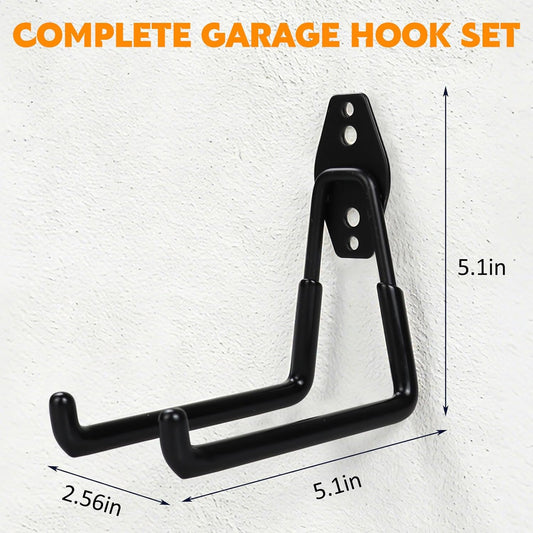 4 Pack Heavy Duty Garage Hooks, 5.1 inch U Shaped Long Hanger, Wall Mounted Storage System, for Power and Garden Tool Hanging, Ladders, Bikes, Hose, Bulk Items and More