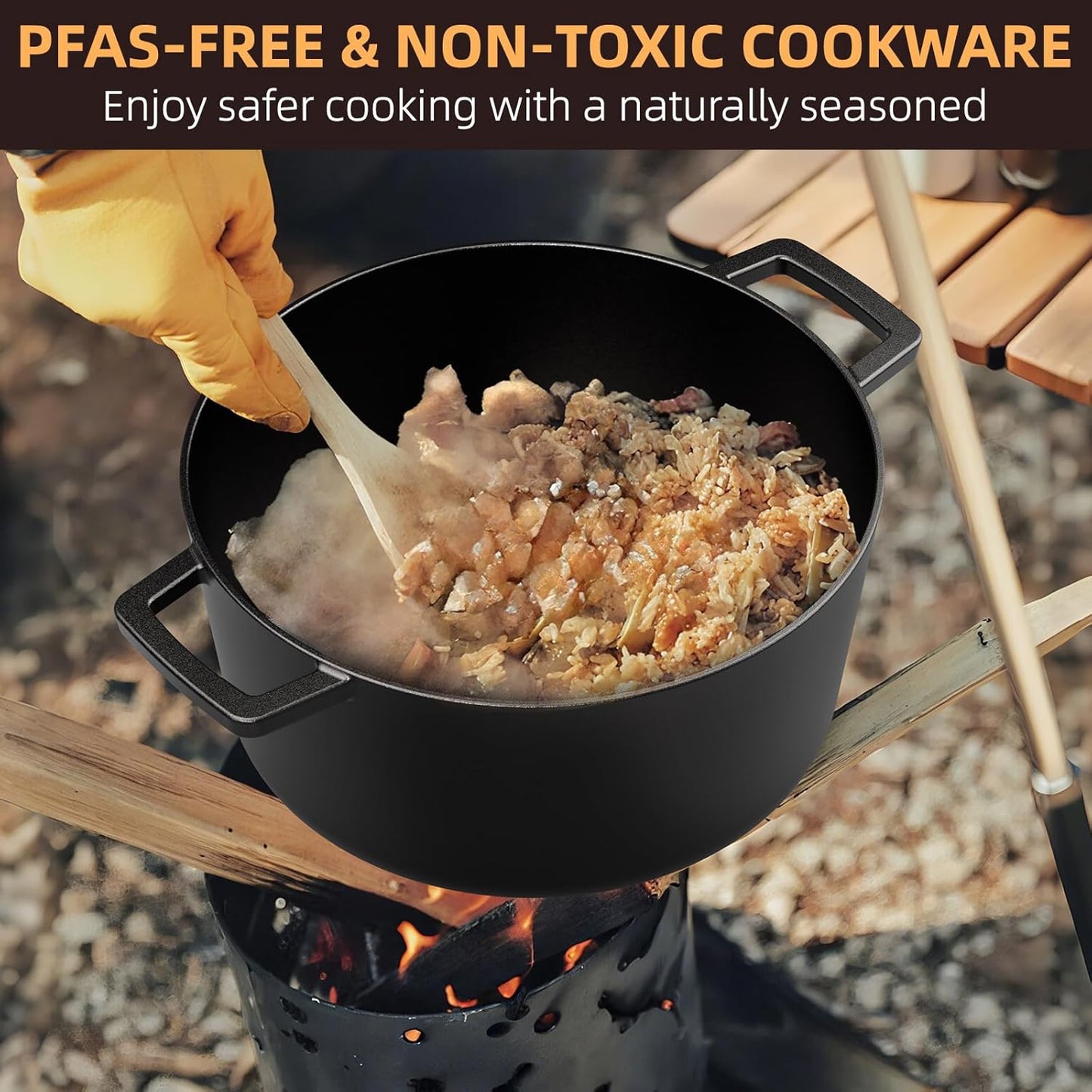 Cast Iron Dutch Oven Pot with Skillet Lid – Pre-Seasoned – Skillet Lid