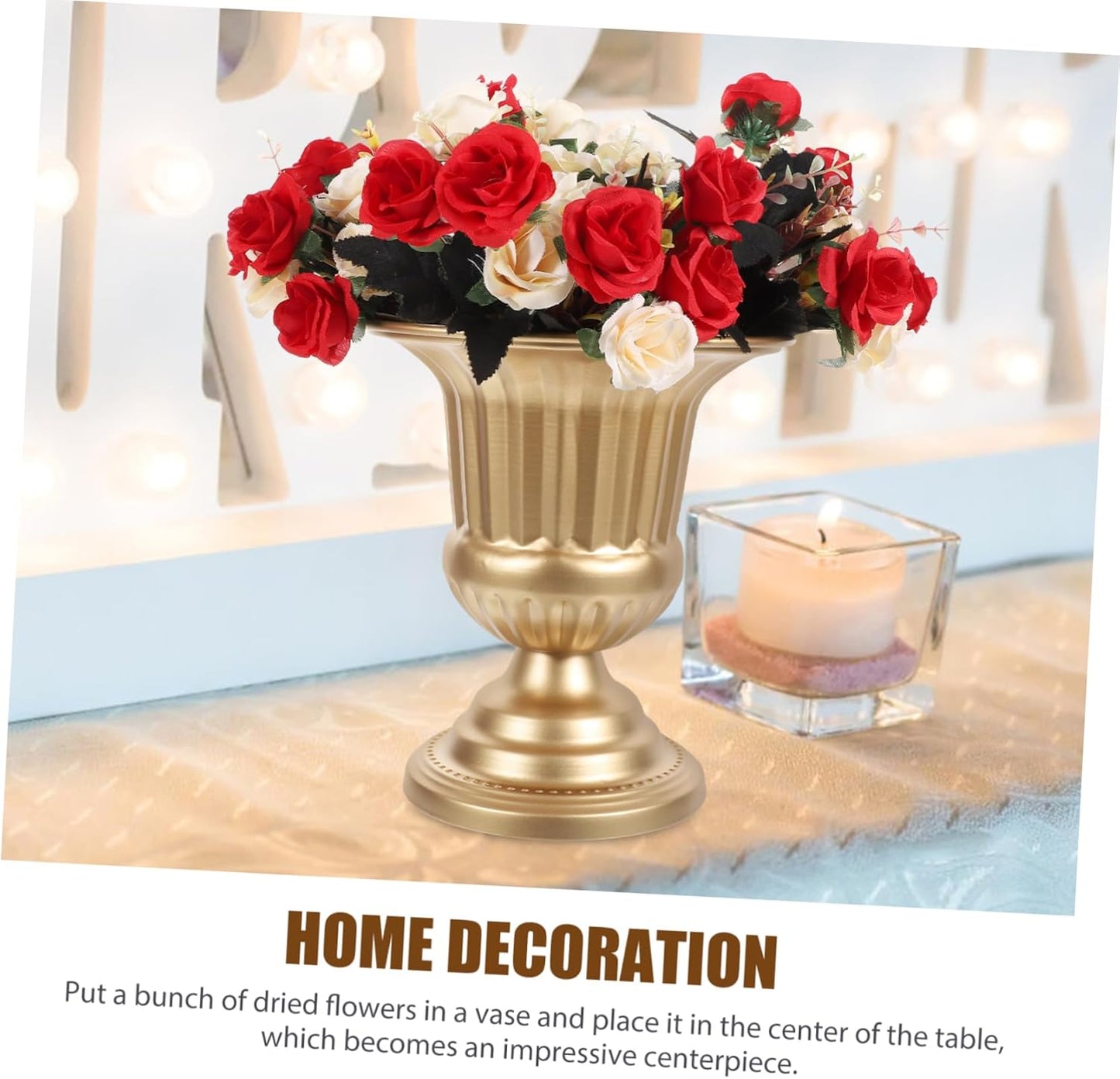 PRETYZOOM Retro Iron Flower Pot Metal Urn Planter Vintage Floral Vase for Home Decor for Centerpieces