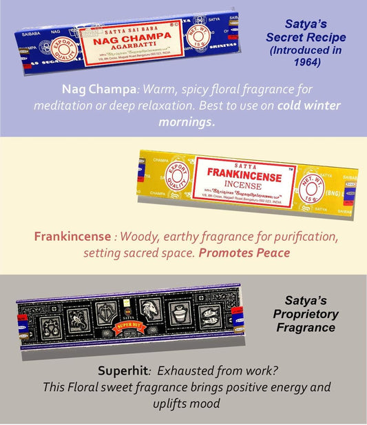 Nag Champa Incense Sticks Variety- Pack (12 Incenses, 140+ Sticks)