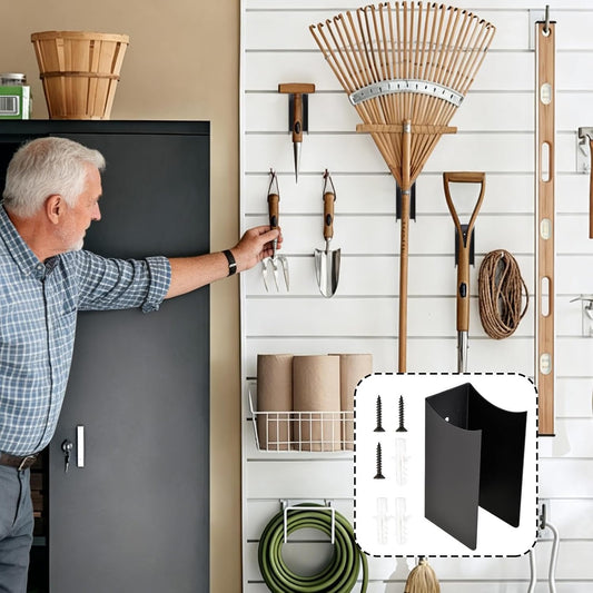 Wall Mount Mop Holder, Garage Tool Rack, Steel Mop and Broom Holder, f