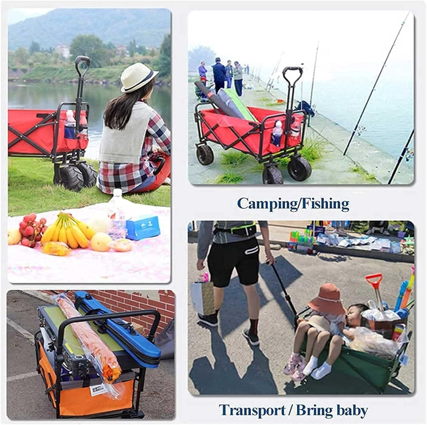 Garden Cart Foldable Multi-Function Sports Wagon Heavy-Duty Outdoor Portable Outdoor Cart Perfect for Camping Concerts Etc.fold Up Wagon