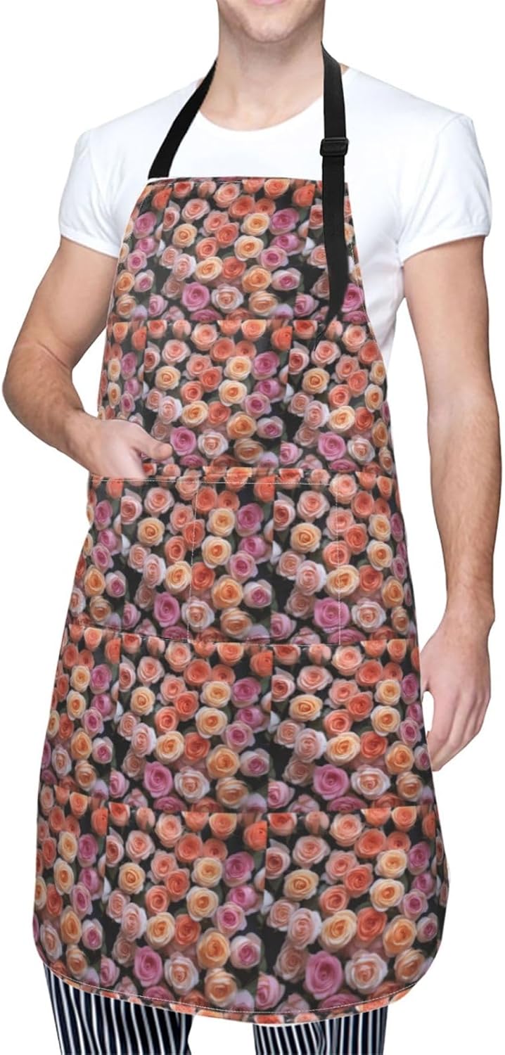 YANYU Beautiful rose gift Print 28x33 In Kitchen Apron Stylish Chef Ap