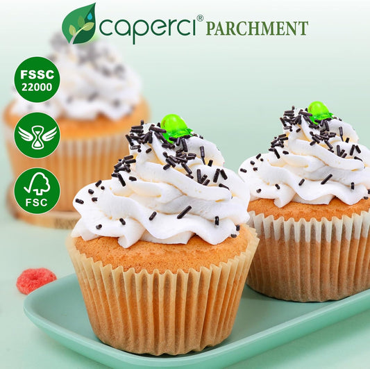 Caperci 225pcs Parchment Cupcake Liners - Standard Muffin Cups Liners for Baking, Parchment Paper Cupcake Wrappers with Excellent Greaseproof, Balanced Non-Stick & Non-Slip, Food Grade (Natural)