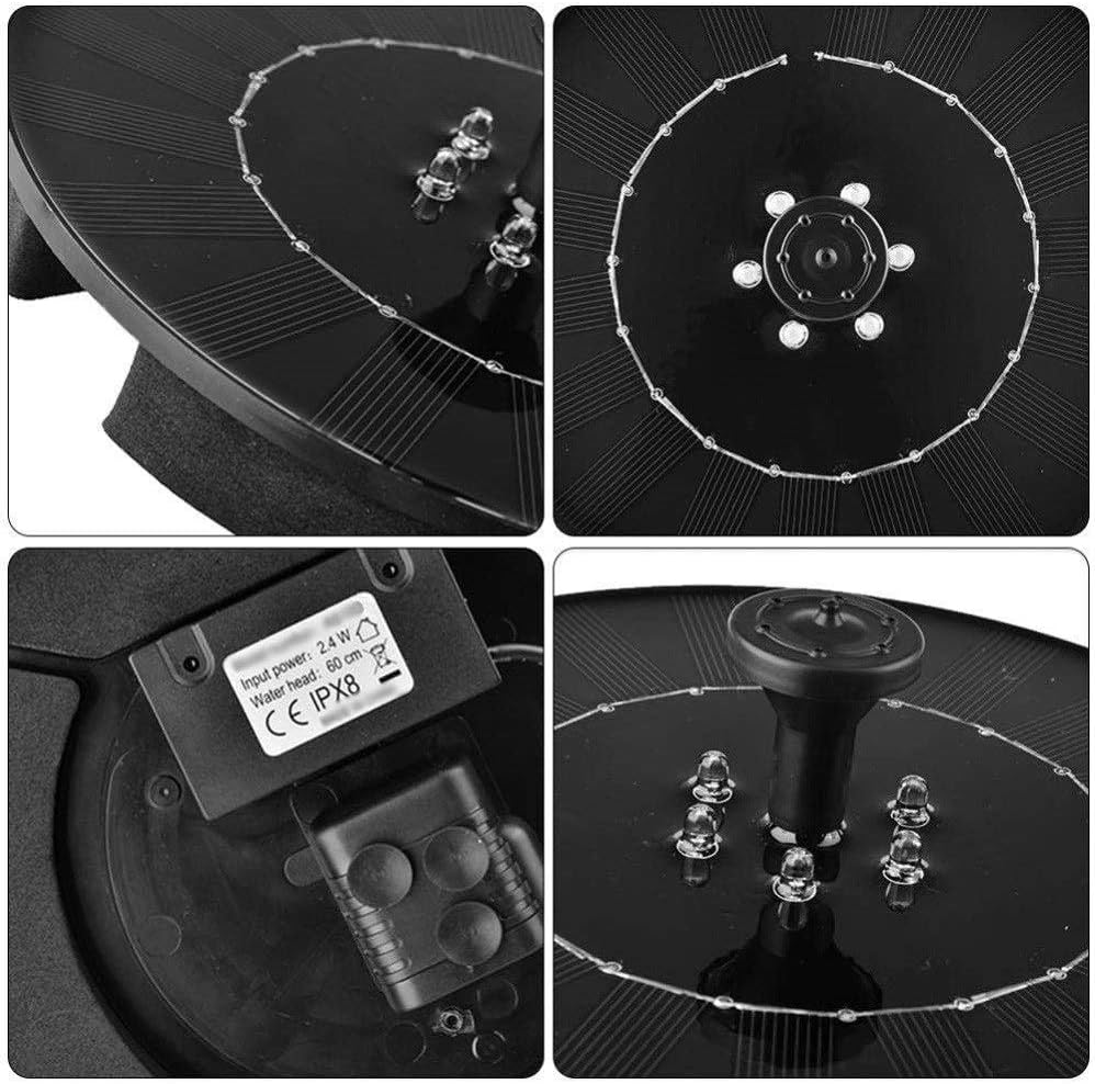 Solar Fountain Solar Fountain 2W Solar Powered Fountain Pump with LED Lights Solar Water Pump Floating Fountain Solar Bird Bath Fountain for Bird Bath Pond Outdoor Aquarium and Garden