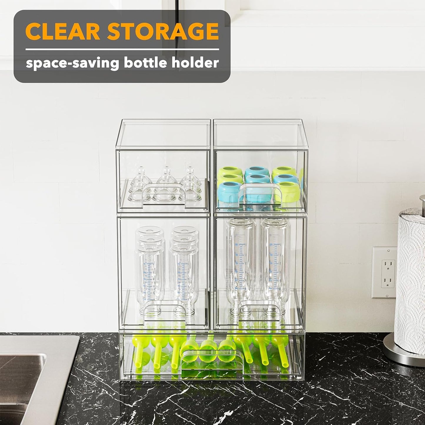 SpaceAid Bottle Storage Organizer Baby - Acrylic Bottles Station Organ
