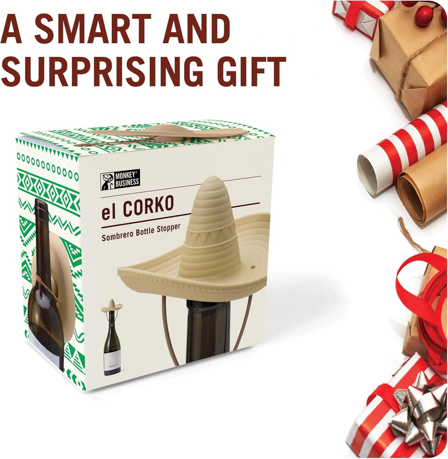 Silicone Wine Stopper/Fun Sombrero shaped cap seals bottle and keeps w