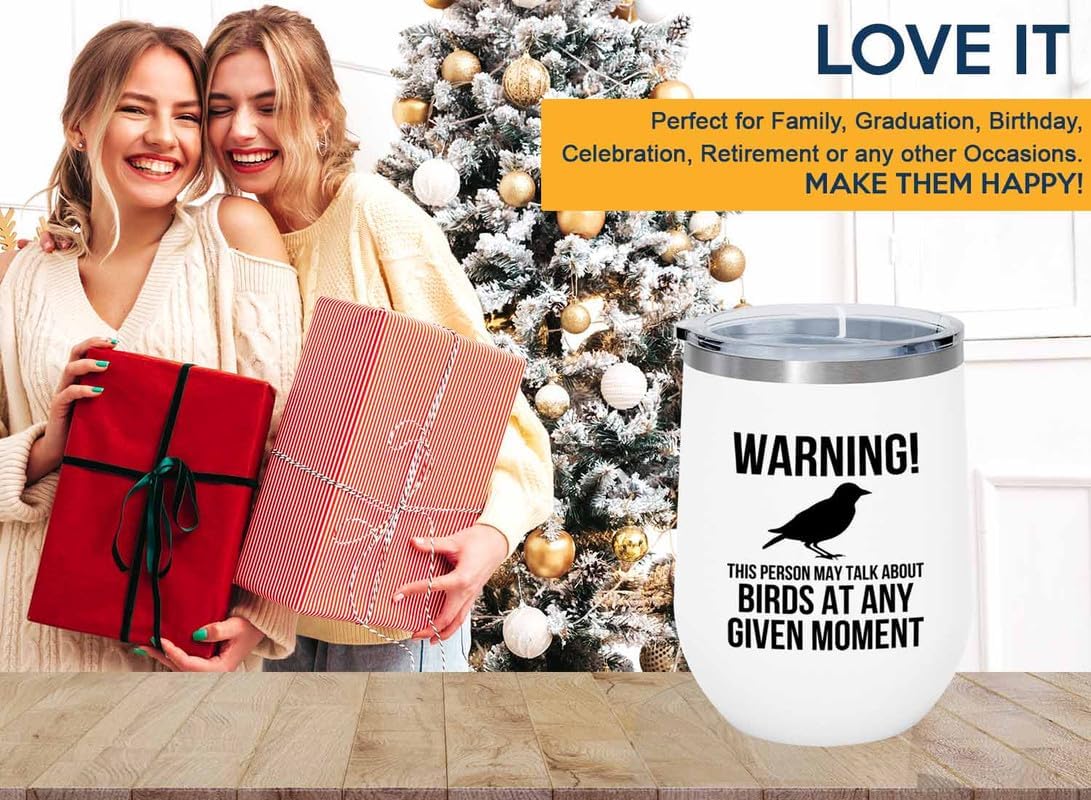 Birding White Edition Wine Tumbler 12oz - May talk about birds - Bird