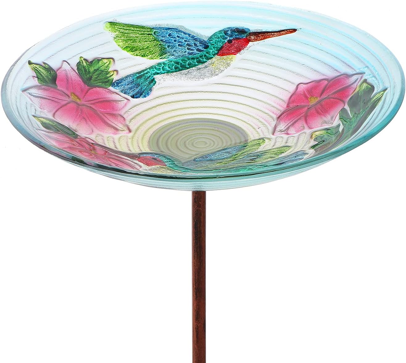 MUMTOP Glass Bird Bath, Garden Outdoor Birdbaths Birdfeeder with Metal