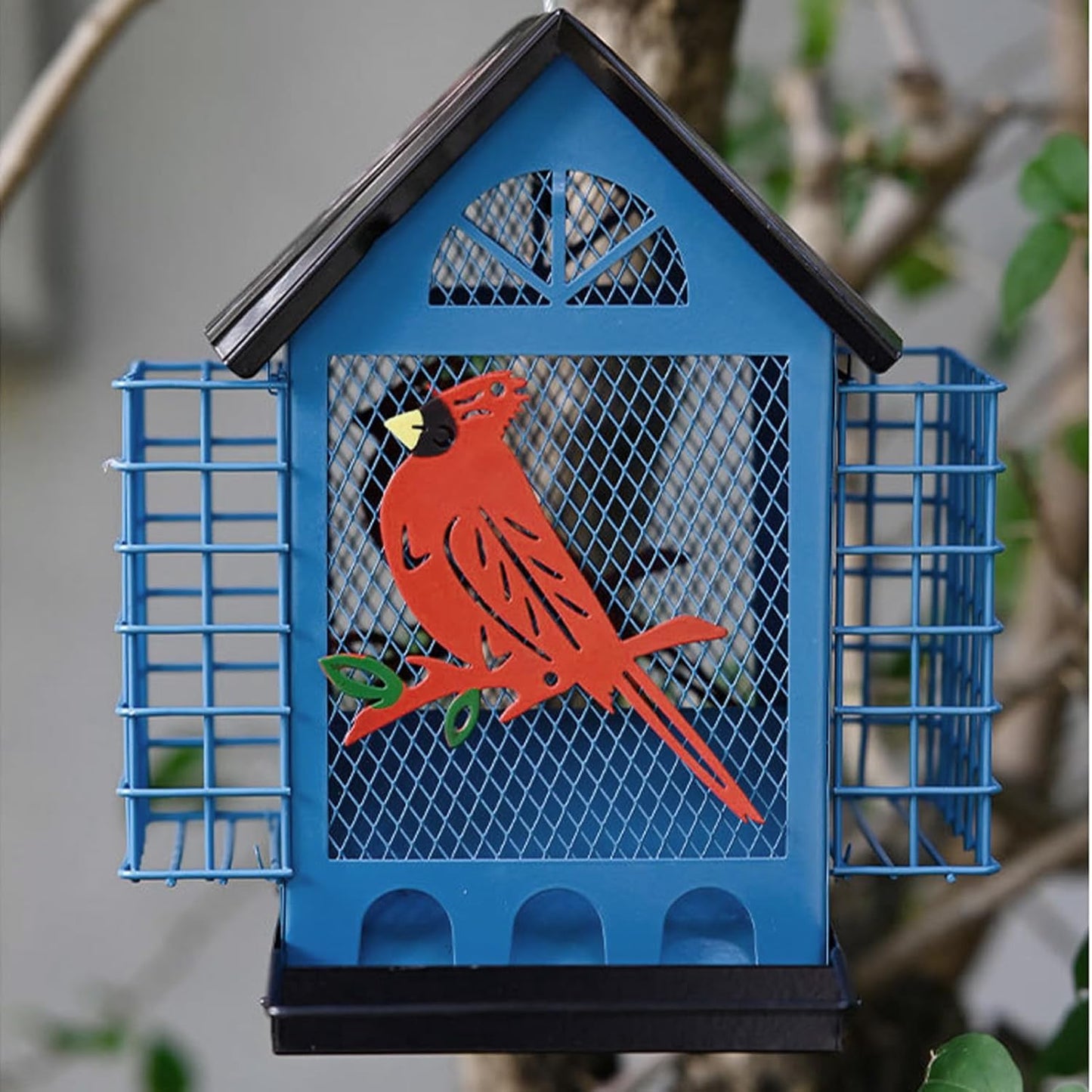 Bird Feeder,with Double Suet Cages Weatherproof Birdwatching Feeding S