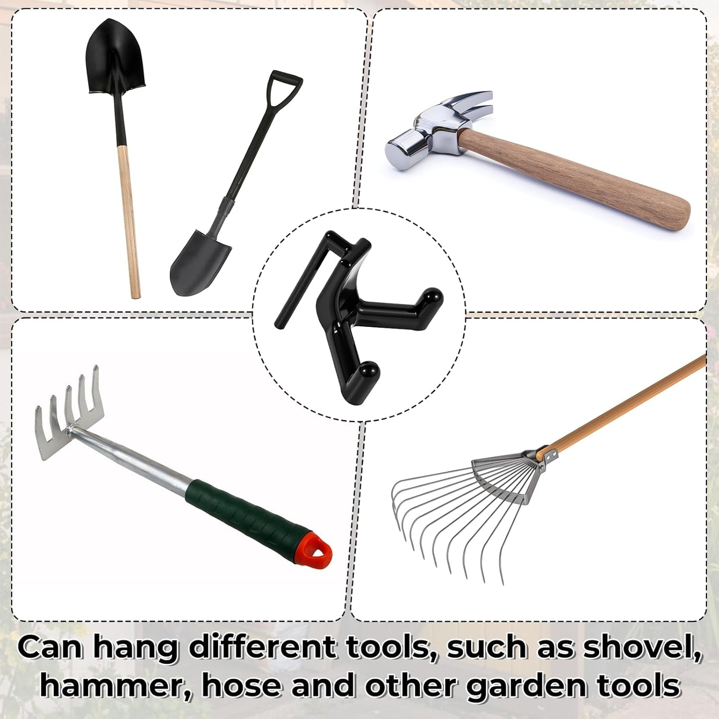 10 Pcs Tool Hooks Compatible with Plastic Shed Hanger, ABS V-Shaped Shed Hooks Multi Purpose Power Tool Hangers Holder Organization for Garden Tools Saving Space