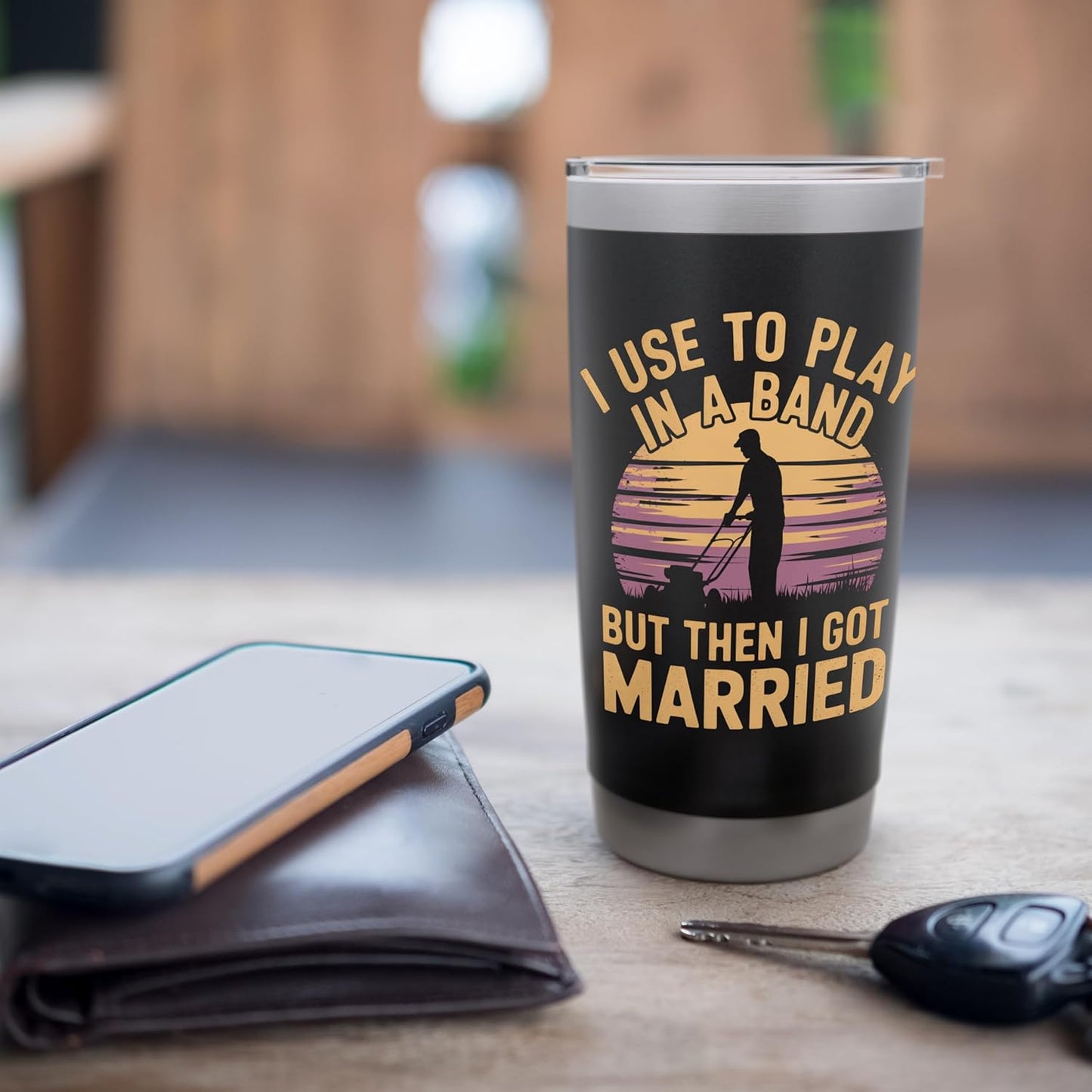 Funny Lawn Care Humorous Marriage Quote Stainless Steel Insulated Tumbler