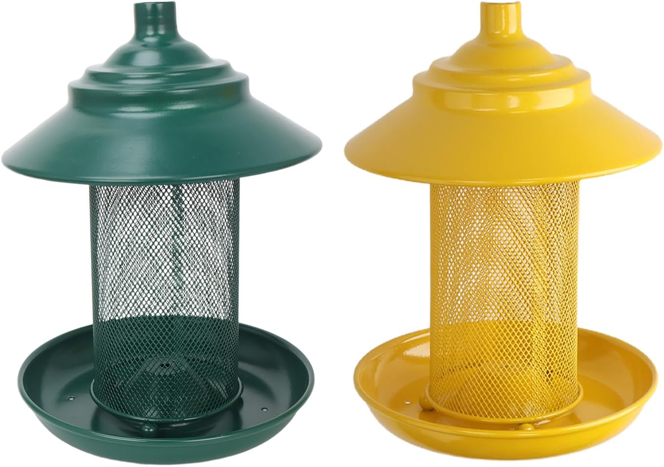 Finch Feeder - All-Metal Squirrel Proof Thistle Nyjer Seed Bird Feeder for Outdoors, 2.5LB Capacity, Powder-Coated Rust Resistant Mesh Design for Goldfinches & Small Birds Yellow