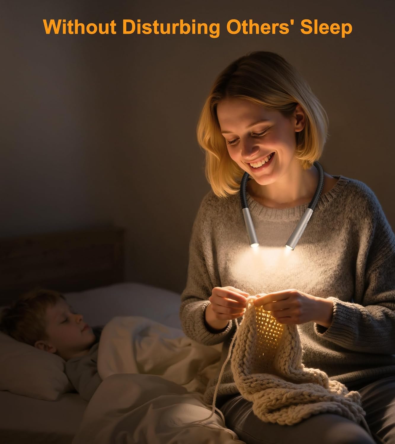 Gritin Book Light, Eye Caring 4-Color & 5-Brightness Neck Light Reading Light- Stepless Dimming,30-min Timer,80+ Hrs Runtime,Bendable Round Neck Design, Lightweight for Reading, Knitting, Repairing