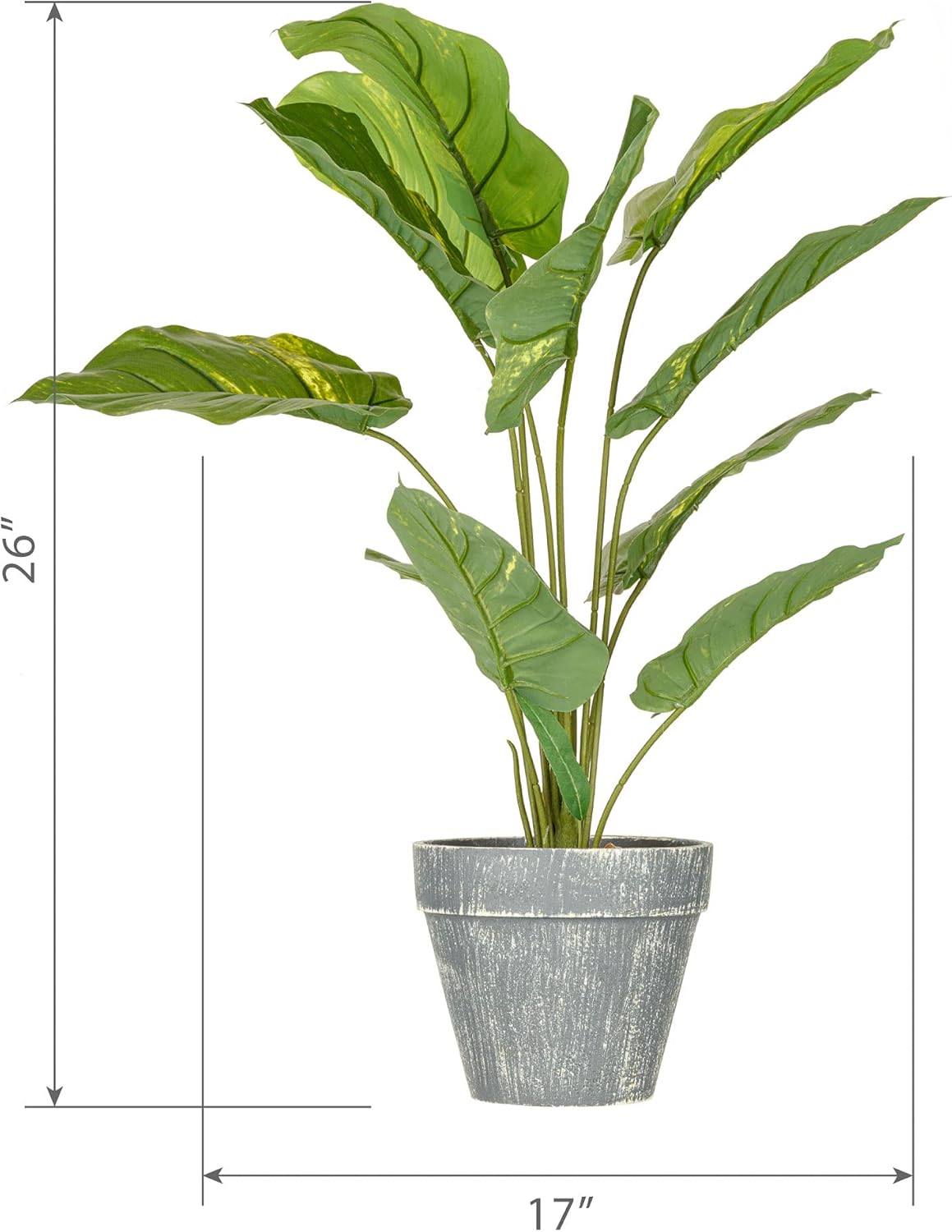 Gallery Solutions 27" Artificial Philodendron Plant in Gray Washed Planter Pot