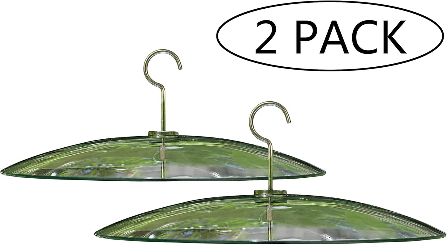 2 Pack 13 1/2 Inch Clear Glass Squirrel Baffle Weather Guard for Shepherd Hook or Bird Feeding Station Pole or Hanging Bird Feeders