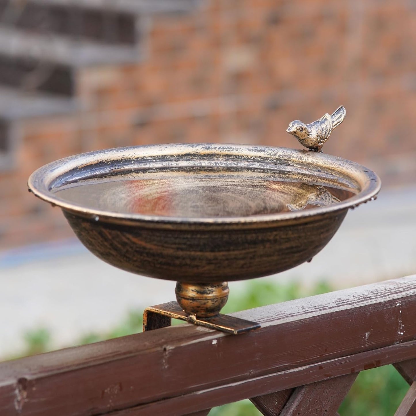 11 Inchs Diam Deck Bird Bath,Metal Bird Bath for Deck Railing,Bird Bat