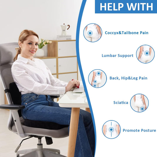 SAIREIDER Seat Cushion and Lumbar Support Pillow for Office Chair, Mem