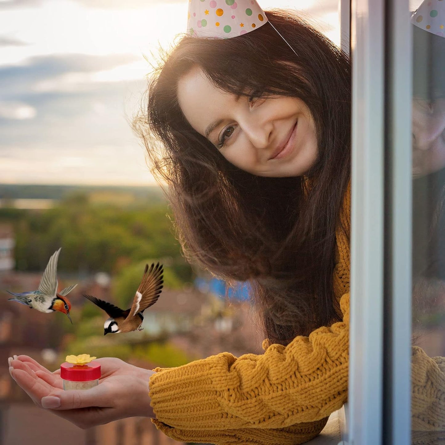 8 Pcs Hummingbird Feeder Handheld Window Flower Mini Hand Held Humming