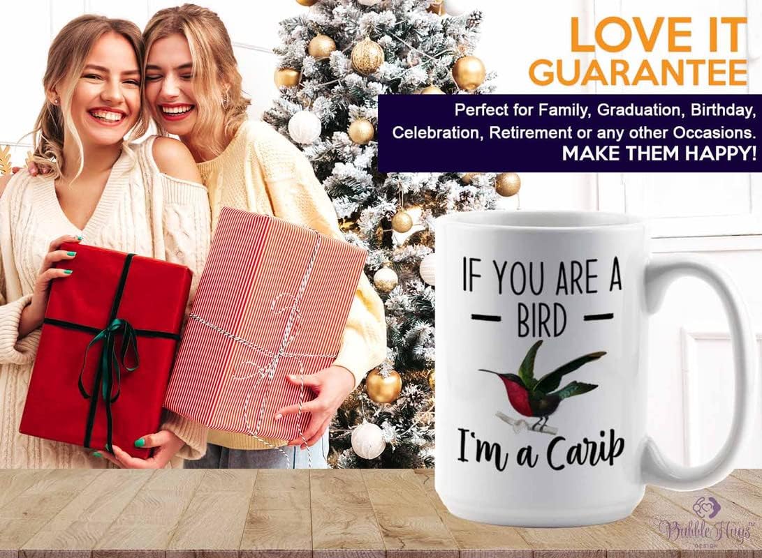 Bird Lover Coffee Mug 15oz White - Bird and carib - Hummingbird Nest Cage Parrot Dad Gardening Outdoor Birdwatcher Feeder