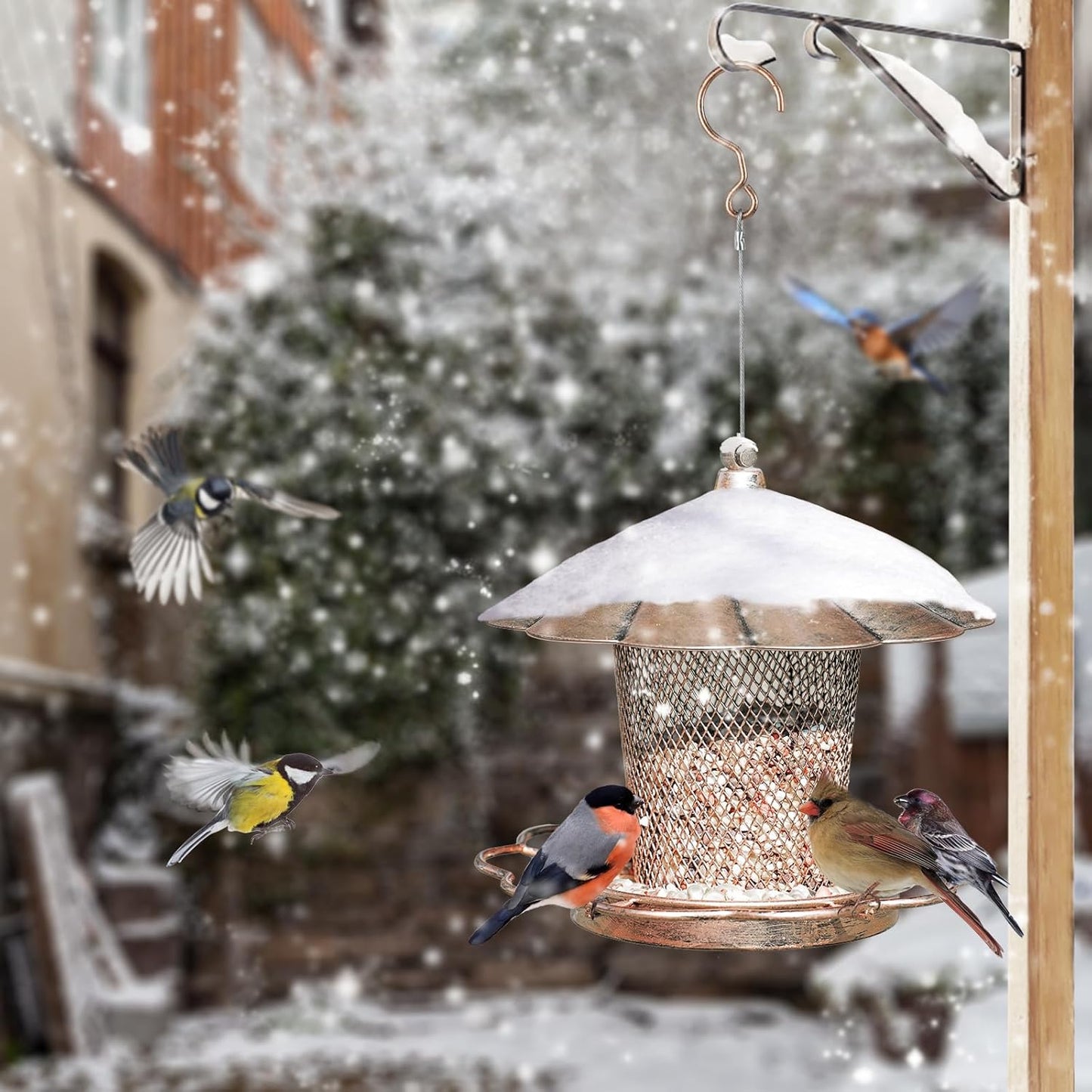 LBTING Bird Feeder for Outdoor, Squirrel Proof Metal Wild Bird Feeder