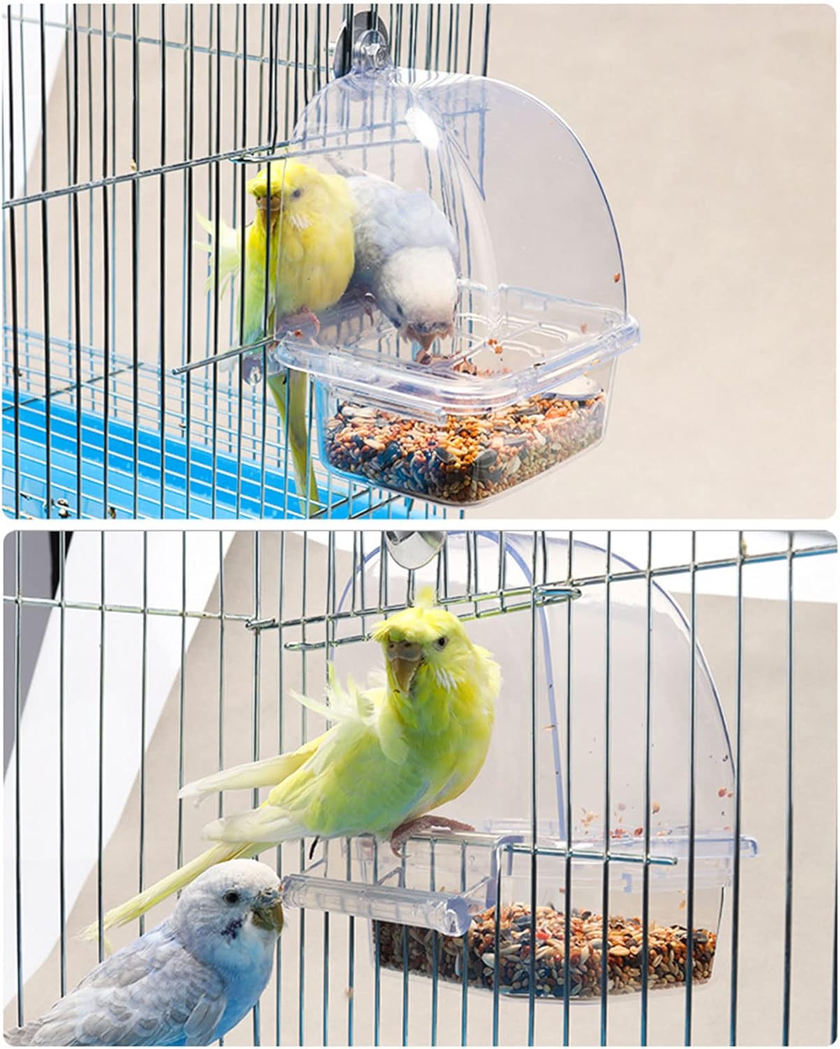 2xClear Bird Supplies Bird Cage Feeder Plastic Easy to Install Use and
