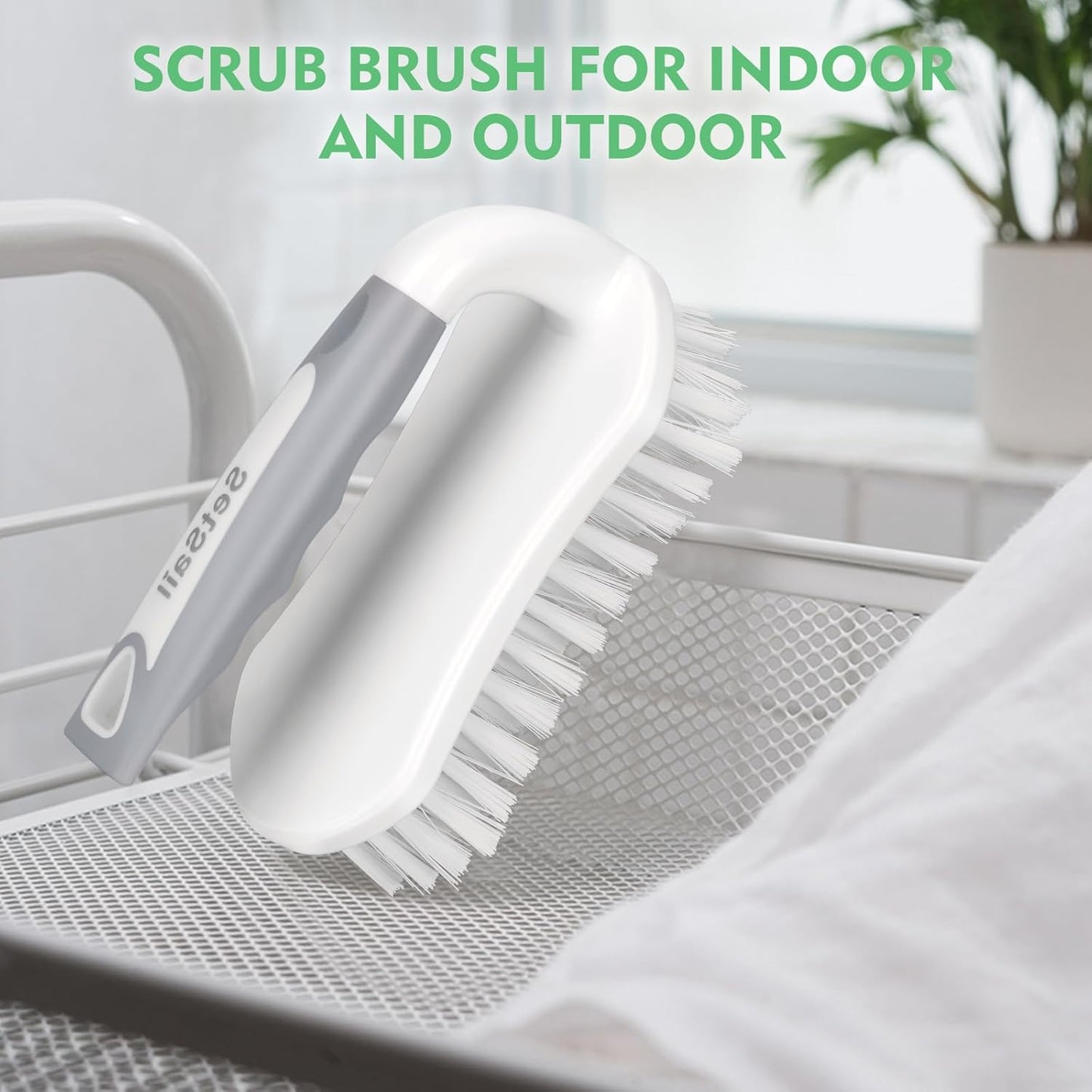 SetSail Scrub Brush, Heavy-Duty Scrub Brushes for Cleaning with Stiff Bristles Cleaning Brush for Shower, Bathroom, Carpet, Kitchen and Bathtub Scrubber - 2 Pack