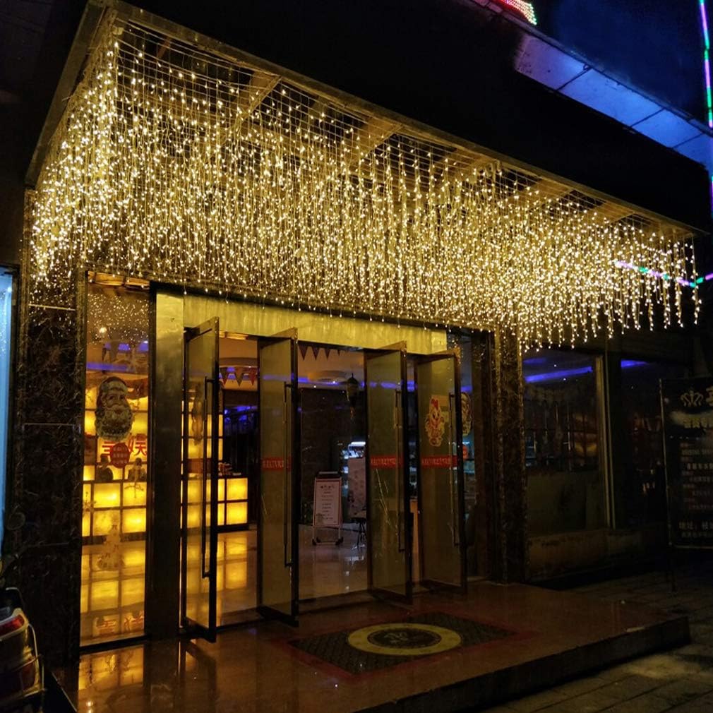 LED Window Curtain String Lights, GYDING Christmas Lcicle Lights 4M/13Ft 96 LED Starry Fairy String Lights Plug in 8 Modes for Wedding Party Bedroom Garden Patio Outdoor Indo (Warm White, 4)