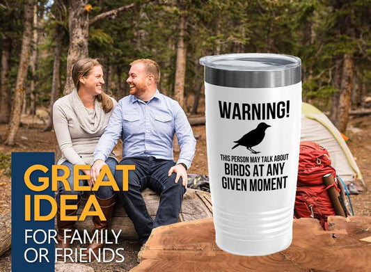 Birding White Edition Viking Tumbler 20oz - May talk about birds - Bird Feeder Backyard Birdwatcher Gifts Birding Bird Lover