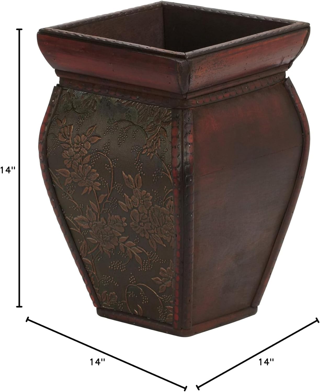 Nearly Natural 0523 Square Planters with Rim (Set of 4) Brown