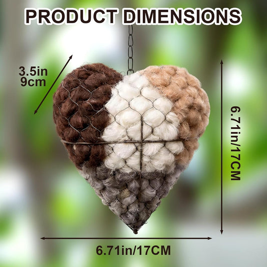 Handmade Alpaca Fiber Heart-Shaped Bird Nesting Material Holder | Wint