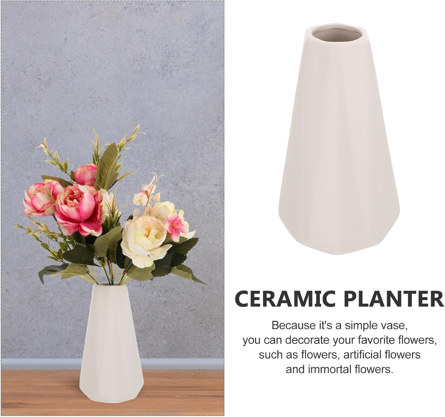 FAVOMOTO Ceramic Flower Vase White Solid Pot Nordic Style Origami Diam