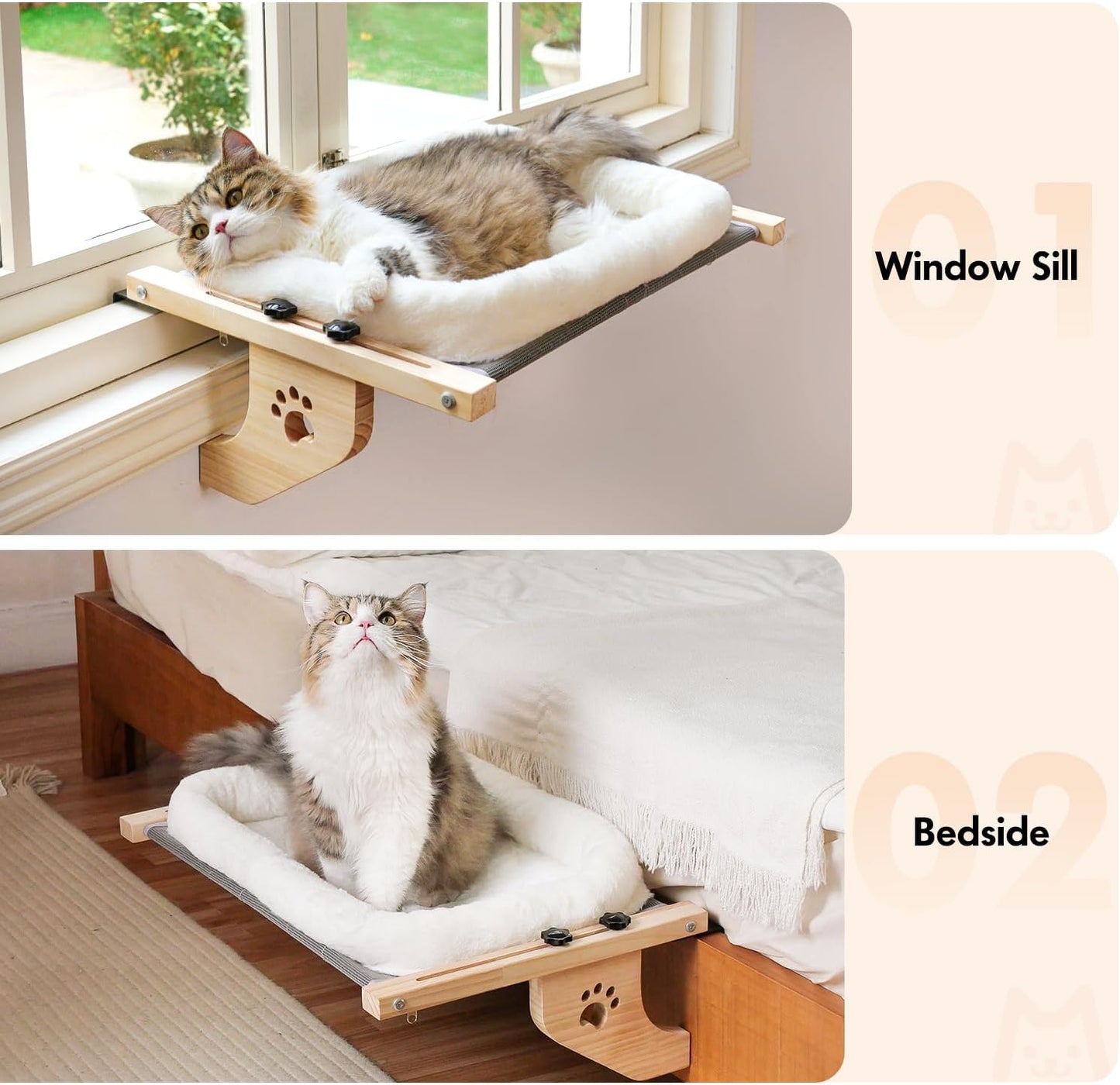 AMOSIJOY Cat Sill Window Perch Sturdy Hammock Seat with Cushion Bed Co