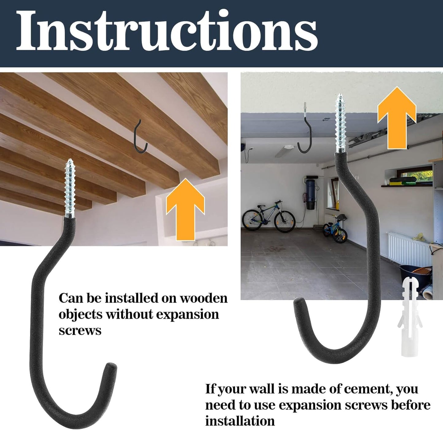 MAQIHAN 10 Heavy Duty Wall Mount Storage J Hooks - Bicycle & Ladder Hangers, Garden Yard Tools Organizer