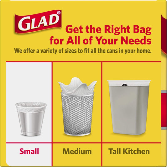 Glad Trash Bags, Small Garbage Bags - 4 Gallon White Trash Bag - 30 Co