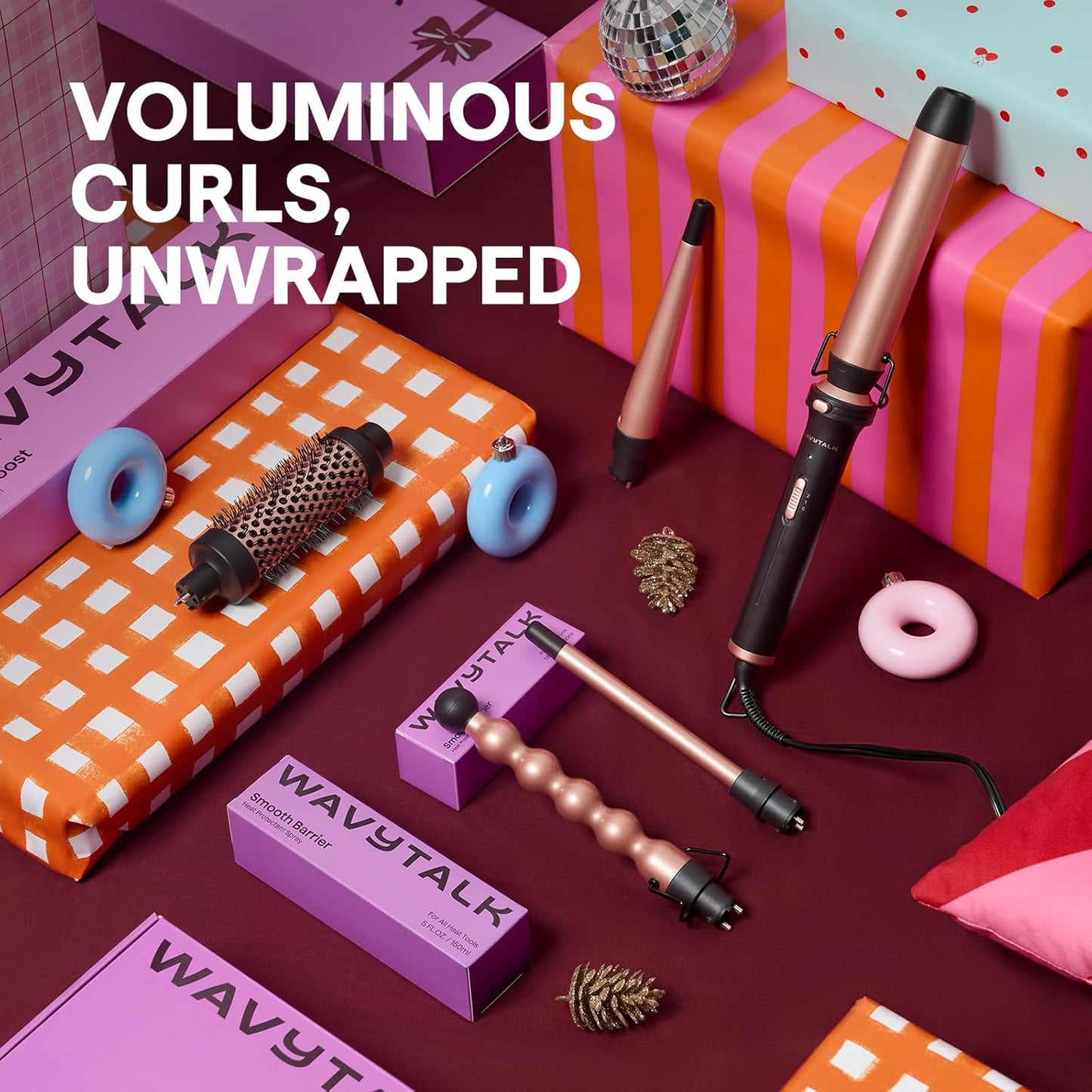 Wavytalk 5 in 1 Curling Wand Set, Multi Curl, Curling Wand Set with Th