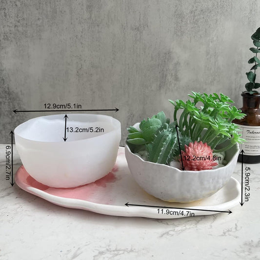 Geometric Flower Pot Silicone Mold Succulent Planter Vase Cactus Concrete Mold Epoxy Resin Candle Pen Holder Plaster Cement Clay Mould (Bowl Shape)