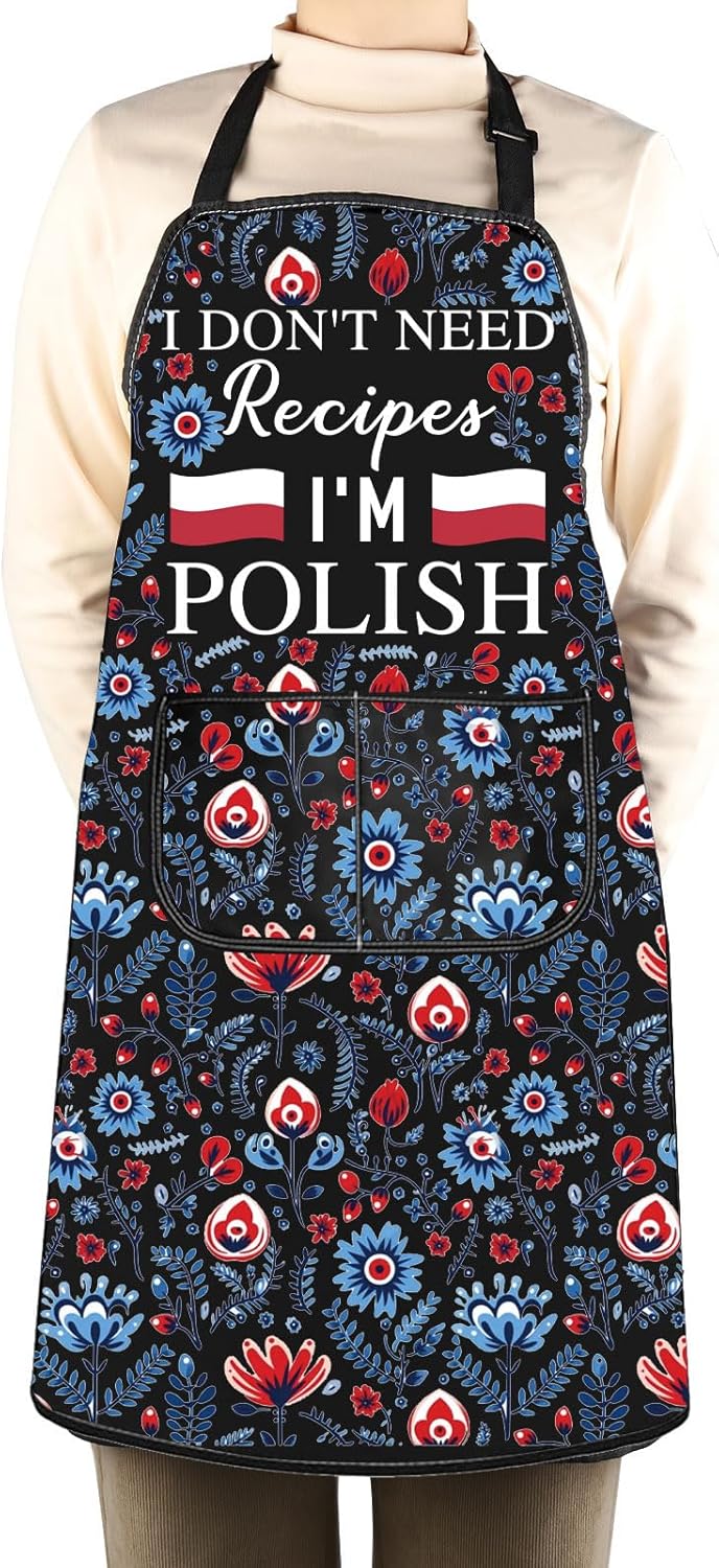 WCGXKO I Don't Need A Recipe I'm Polish Kitchen Apron Funny Cooking Gift Polish Pride Gift