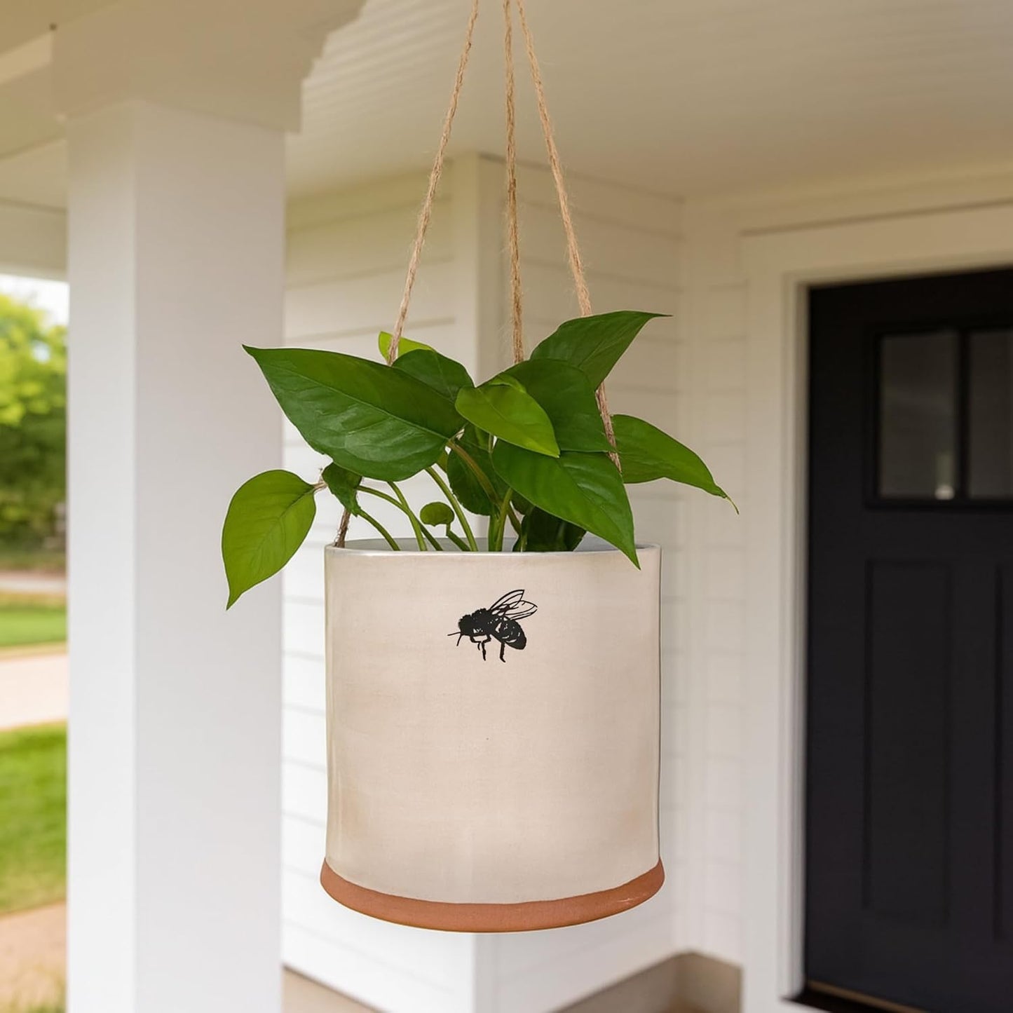 Blue Sky Clayworks Hanging Bumble Bee Flower Pot, 6.5"D