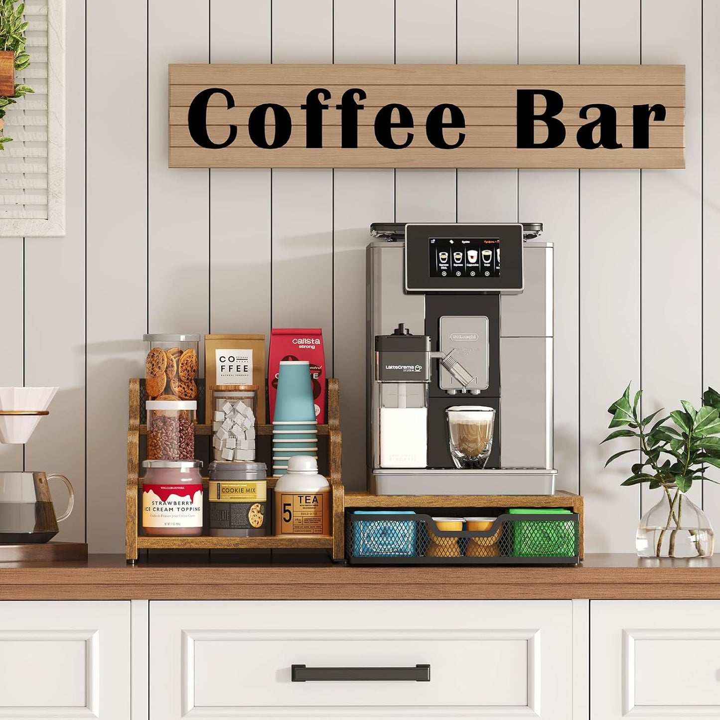 Coffee Station Organizer with K Cup Holder, 28 Pod Capacity,3-Tier Syr