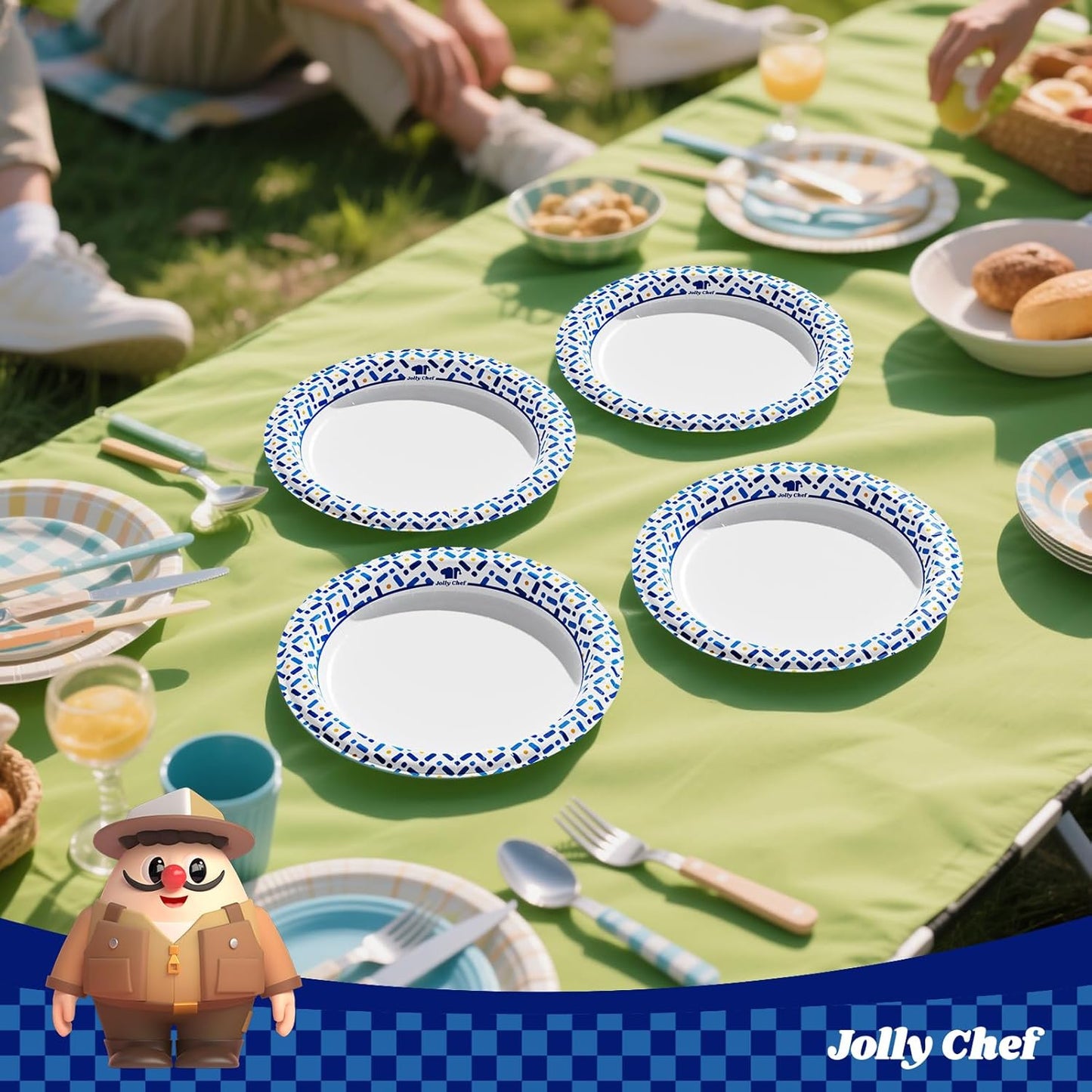 JOLLY CHEF 10 Inch Paper Plates 140 Count, Soak-Proof, Cut Proof, Disp
