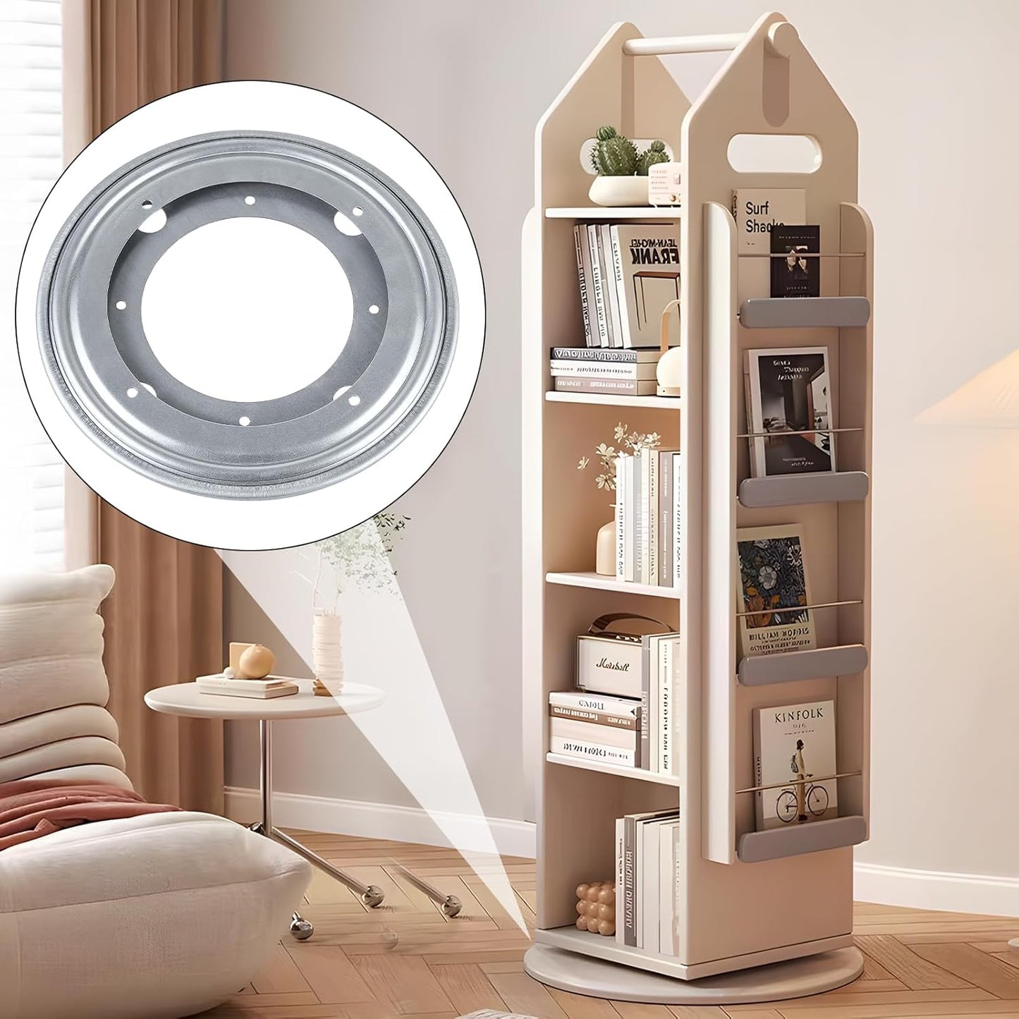 HSTECH 8 inch Lazy Susan, 400lbs Rotating Bearing Plate Heavy Duty for Rotating Table, Book Case, Serving Tray, Crafts Stand, Potted Plants, Shoe Rack(360˚ Rotation)