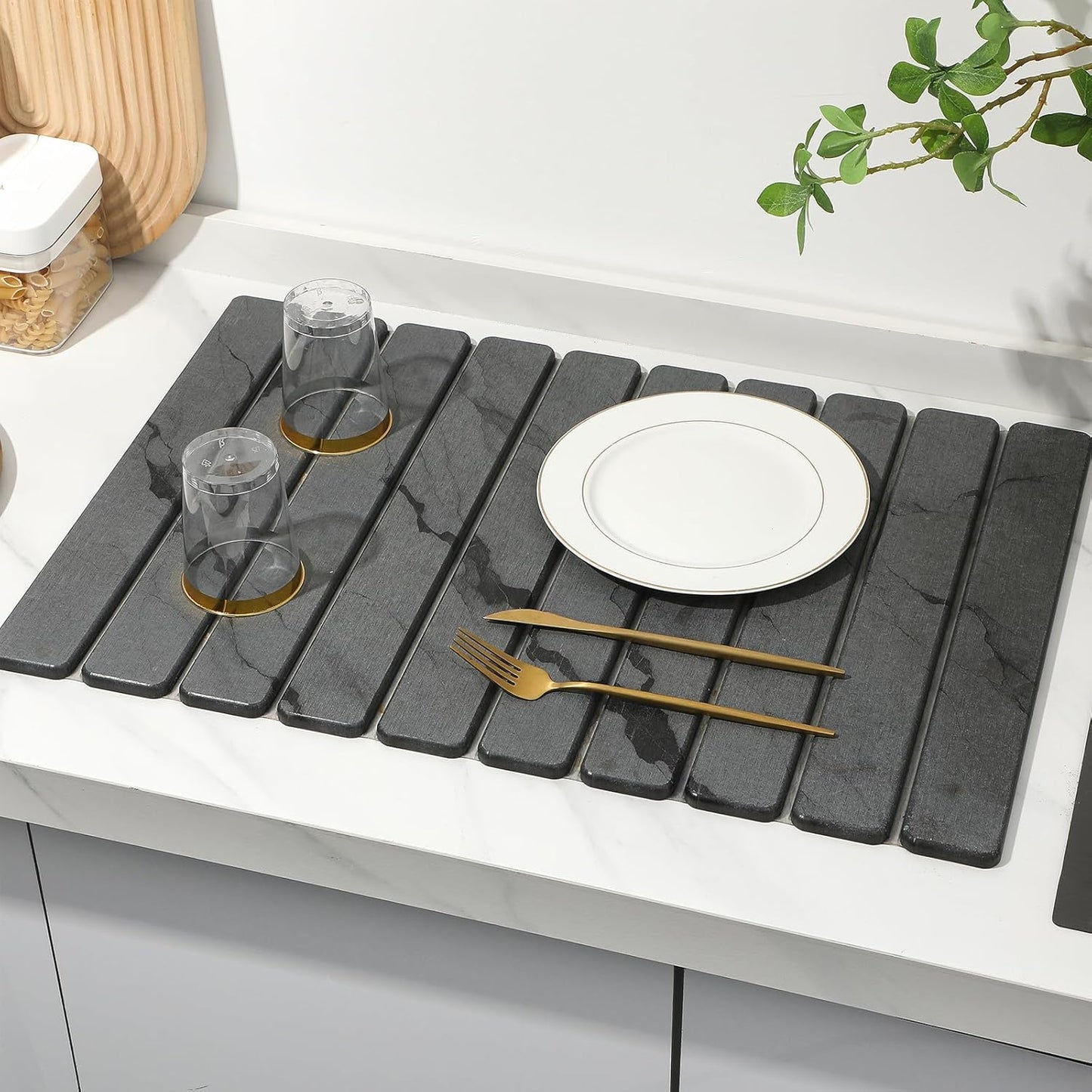 Large Stone Dish Drying Mat for Kitchen Counter, Quick Dry Stone Dishe